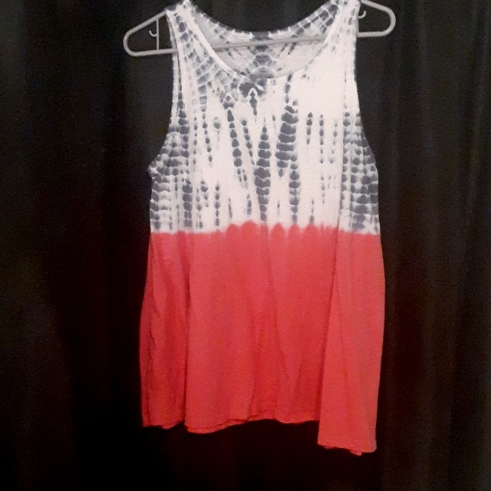 Sonoma, Women's Sleeveless Top, Blue and white tye dye, Large